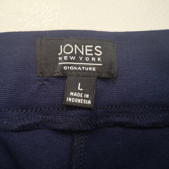 Jones New York Signature Ladies Size Large Navy Pull On Style Pants / Leggings - Picture 3 of 11